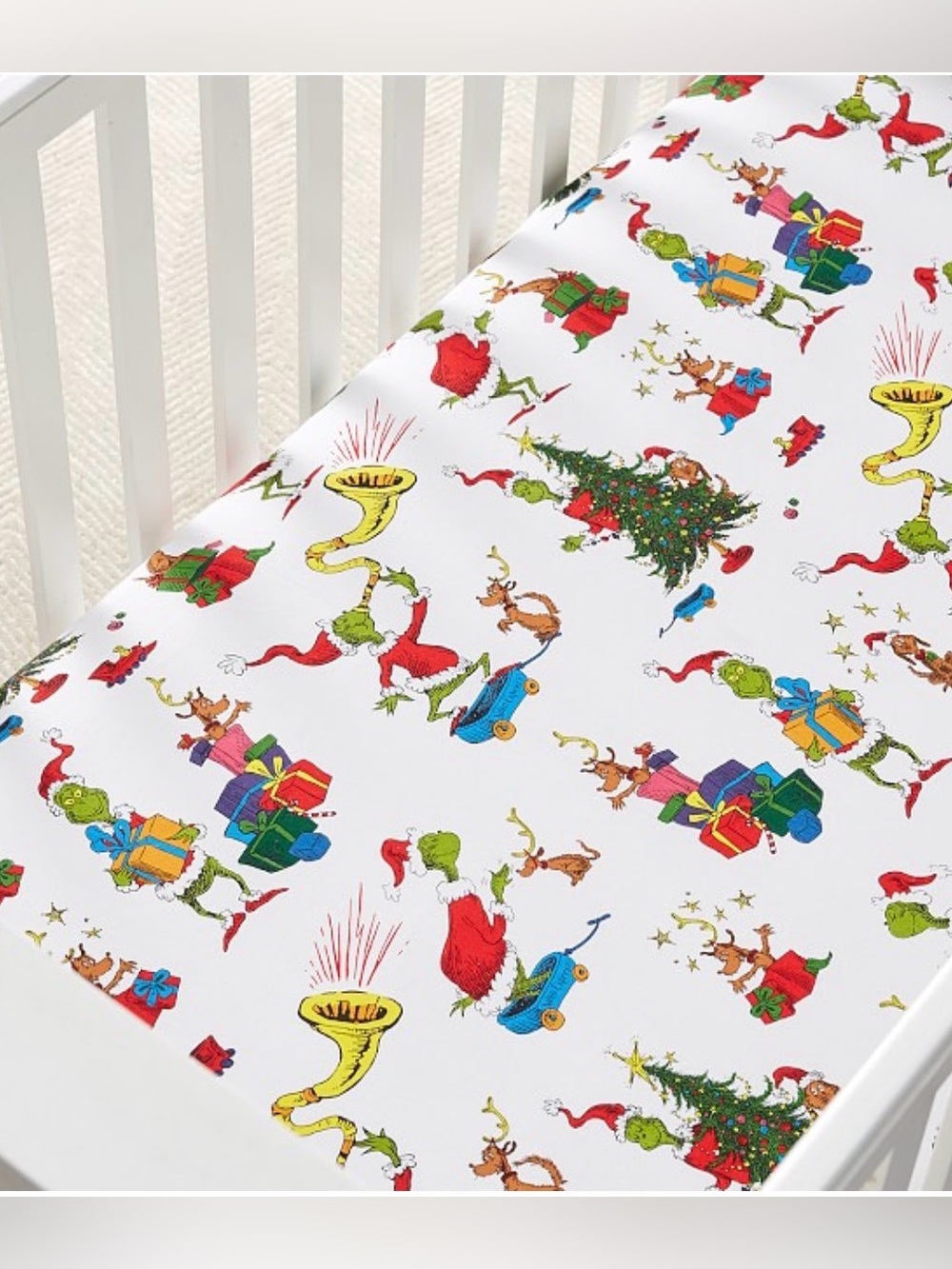 Pottery Barn Kids Dr. Seuss’s The Grinch Organic Flannel Crib Fitted Sheet